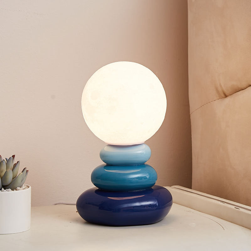 Modern Art Deco Spherical Oval Ceramic Glass 1-Light Table Lamp For Bedroom