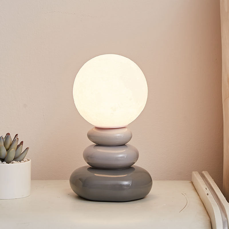 Modern Art Deco Spherical Oval Ceramic Glass 1-Light Table Lamp For Bedroom