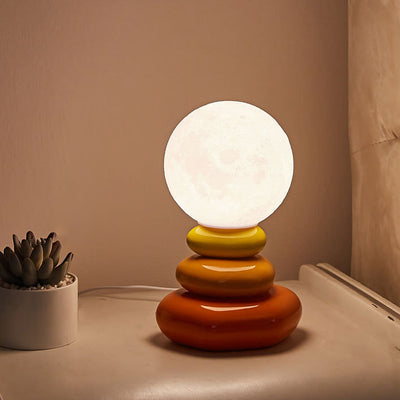 Modern Art Deco Spherical Oval Ceramic Glass 1-Light Table Lamp For Bedroom