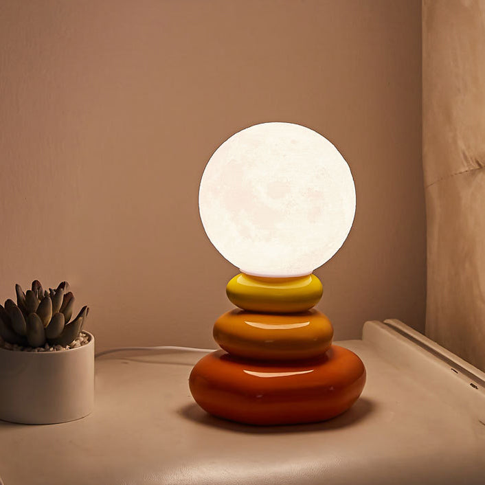 Modern Art Deco Spherical Oval Ceramic Glass 1-Light Table Lamp For Bedroom