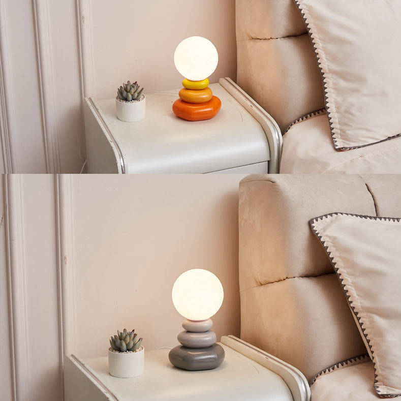 Lampe de table moderne Art Déco sphérique ovale en céramique et verre à 1 lumière pour chambre 