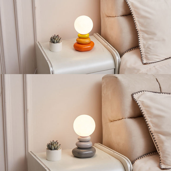 Lampe de table moderne Art Déco sphérique ovale en céramique et verre à 1 lumière pour chambre 