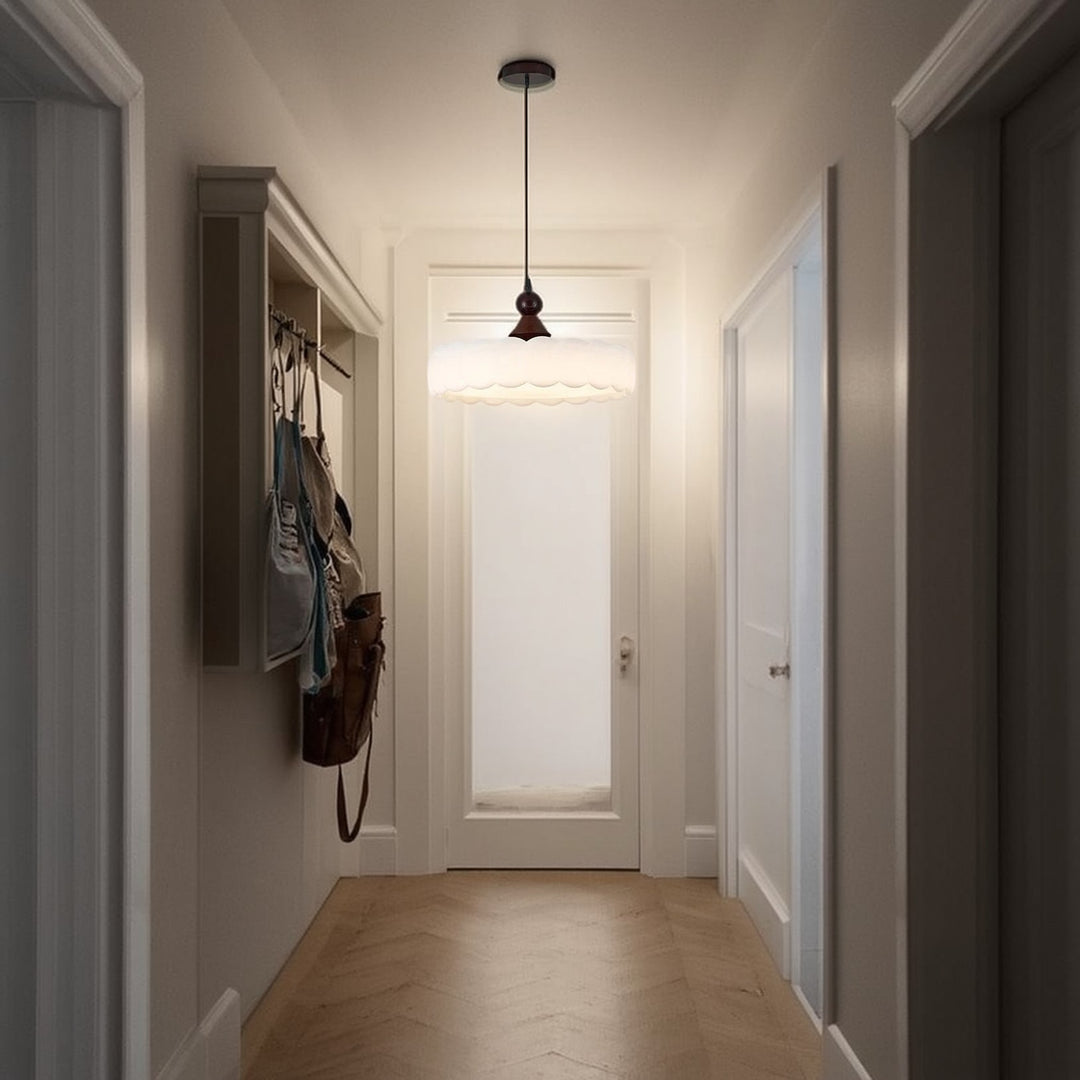 Moderne Einfachheit Zylindrische Wolken Acryl Weiße Wachs Holz Eisen LED Pendelleuchte für Schlafzimmer 