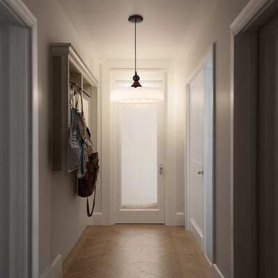 Modern Simplicity Cylindrical Cloud Acrylic White Wax Wood Iron LED Pendant Light For Bedroom
