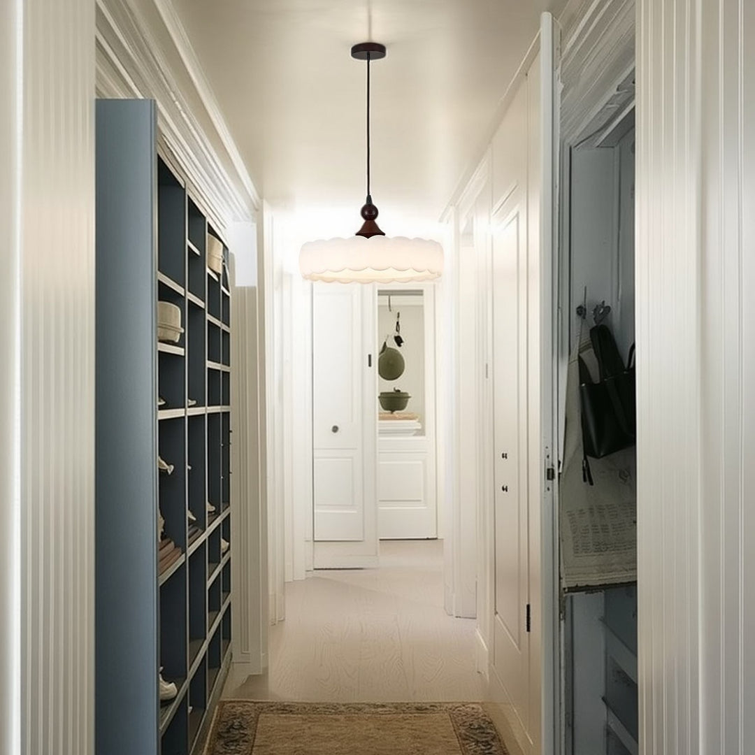 Moderne Einfachheit Zylindrische Wolken Acryl Weiße Wachs Holz Eisen LED Pendelleuchte für Schlafzimmer 