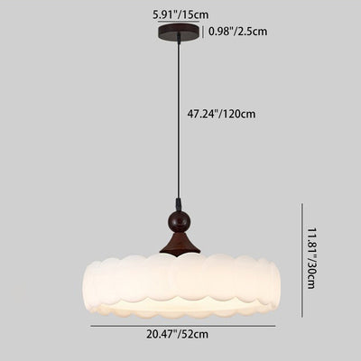 Modern Simplicity Cylindrical Cloud Acrylic White Wax Wood Iron LED Pendant Light For Bedroom
