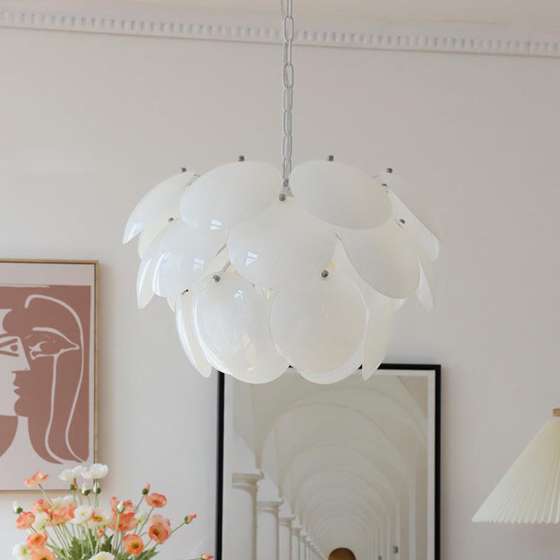 Modern Art Deco Flower Spherical Iron Glass 4/6 Light Pendant Light For Bedroom