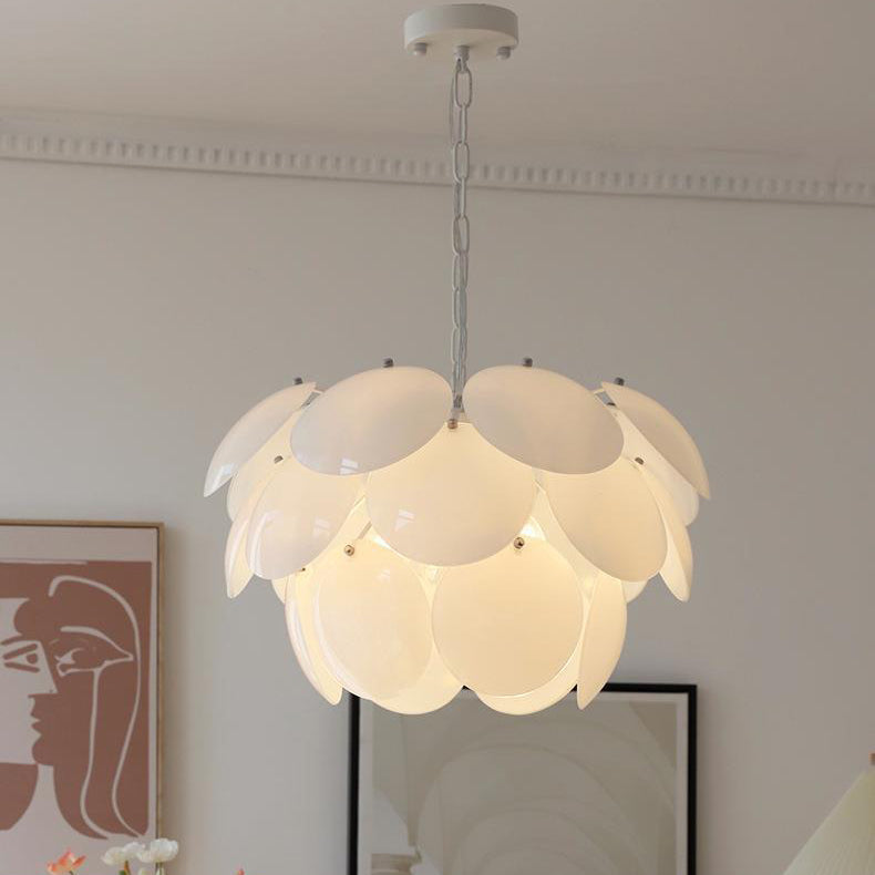 Modern Art Deco Flower Spherical Iron Glass 4/6 Light Pendant Light For Bedroom