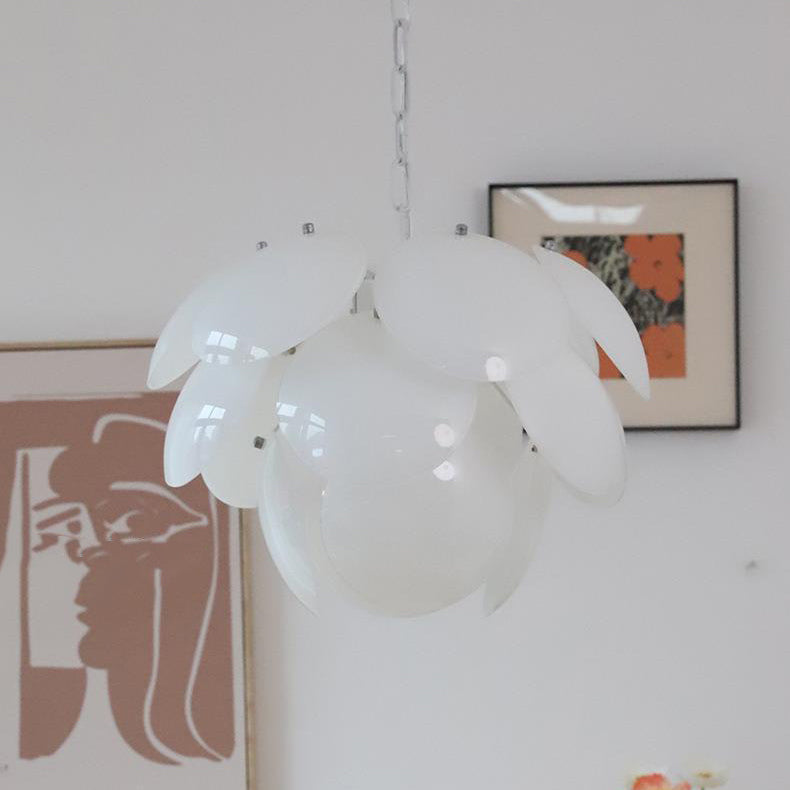 Modern Art Deco Flower Spherical Iron Glass 4/6 Light Pendant Light For Bedroom