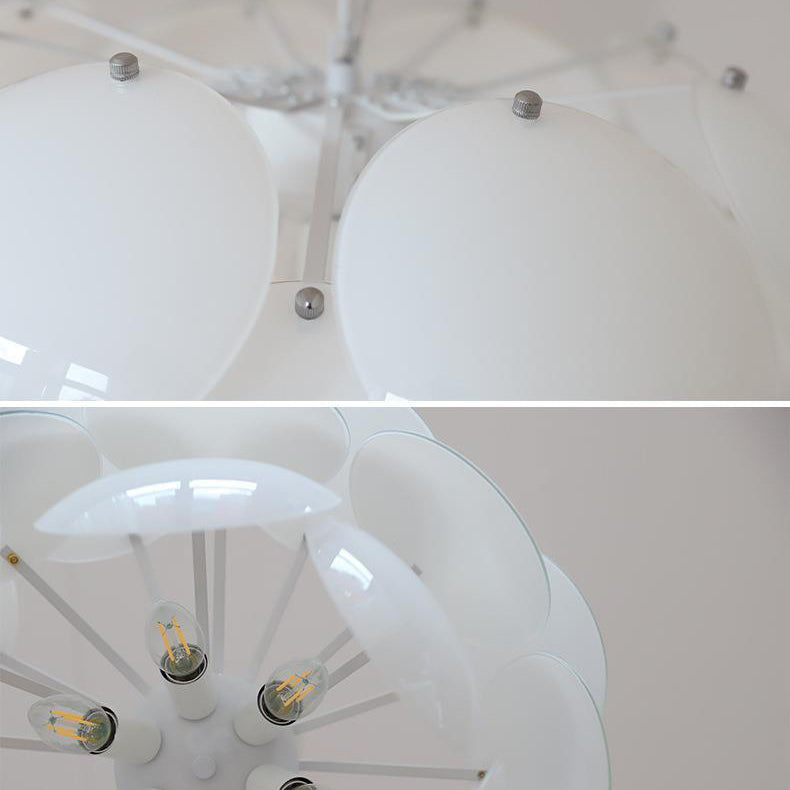 Art déco moderne Fleur sphérique Fer Verre 4/6 Lumière Suspension pour chambre 