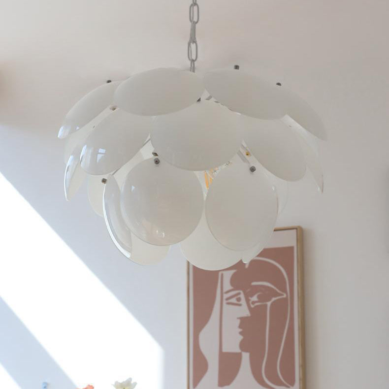 Modern Art Deco Flower Spherical Iron Glass 4/6 Light Pendant Light For Bedroom