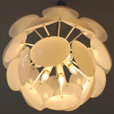 Modern Art Deco Flower Spherical Iron Glass 4/6 Light Pendant Light For Bedroom