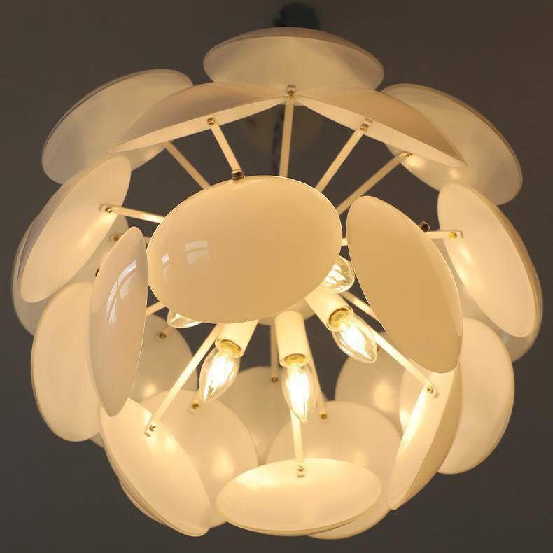 Modern Art Deco Flower Spherical Iron Glass 4/6 Light Pendant Light For Bedroom
