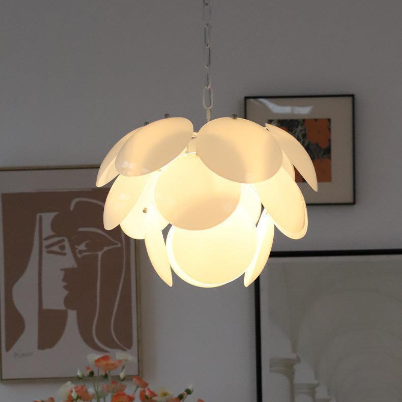 Modern Art Deco Flower Spherical Iron Glass 4/6 Light Pendant Light For Bedroom