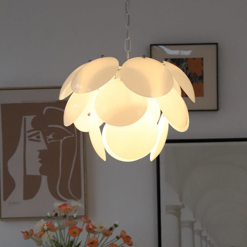 Modern Art Deco Flower Spherical Iron Glass 4/6 Light Pendant Light For Bedroom