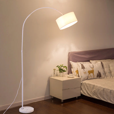 Modern Minimalist Cylindrical Iron Fabric 1-Light Standing Floor Lamp For Bedroom