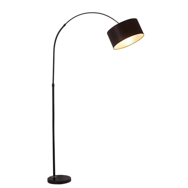 Modern Minimalist Cylindrical Iron Fabric 1-Light Standing Floor Lamp For Bedroom