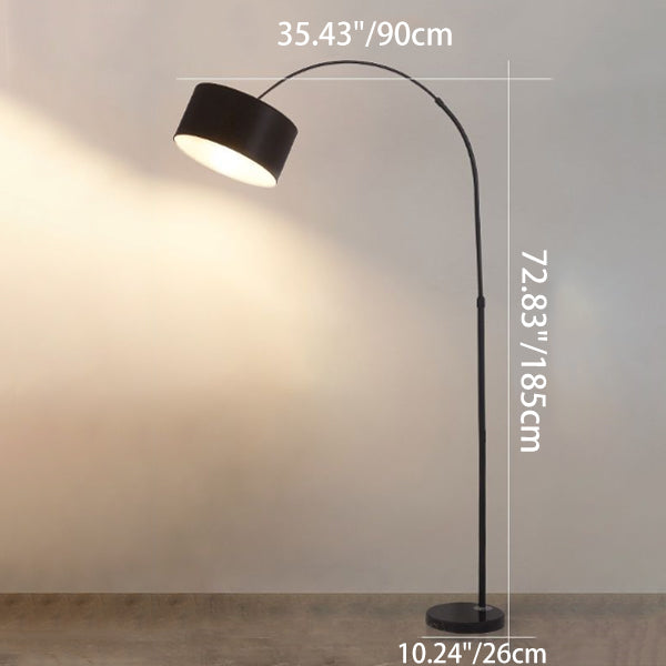 Modern Minimalist Cylindrical Iron Fabric 1-Light Standing Floor Lamp For Bedroom