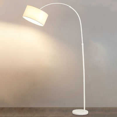 Modern Minimalist Cylindrical Iron Fabric 1-Light Standing Floor Lamp For Bedroom