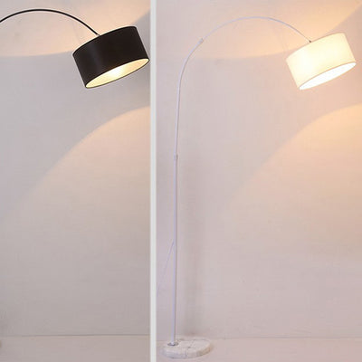 Modern Minimalist Cylindrical Iron Fabric 1-Light Standing Floor Lamp For Bedroom