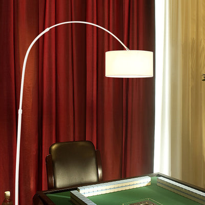 Modern Minimalist Cylindrical Iron Fabric 1-Light Standing Floor Lamp For Bedroom