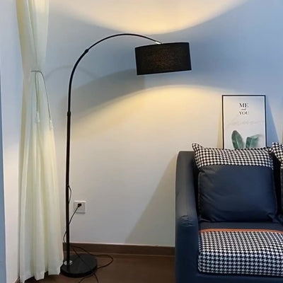 Modern Minimalist Cylindrical Iron Fabric 1-Light Standing Floor Lamp For Bedroom