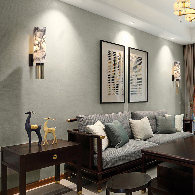 Contemporary Scandinavian Cylindrical Copper Stone Iron 1-Light Wall Sconce Lamp For Bedroom