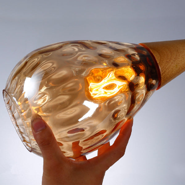Moderne minimalistische Wassertröpfchen Glas Holz 1-Licht Pendelleuchte für Esszimmer 