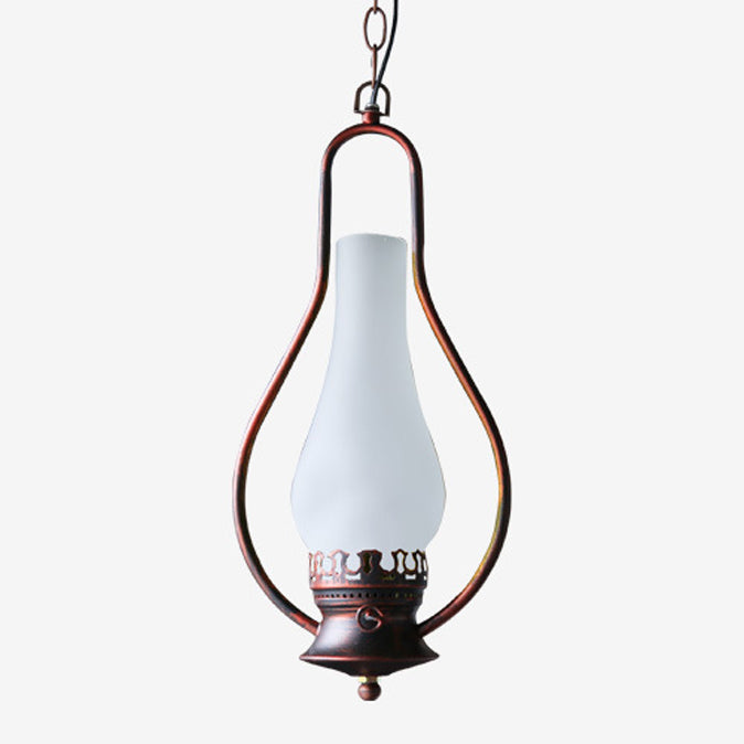 Traditional Chinese Gourd Water Drop Glass Iron 1-Light Pendant Light For Bedroom
