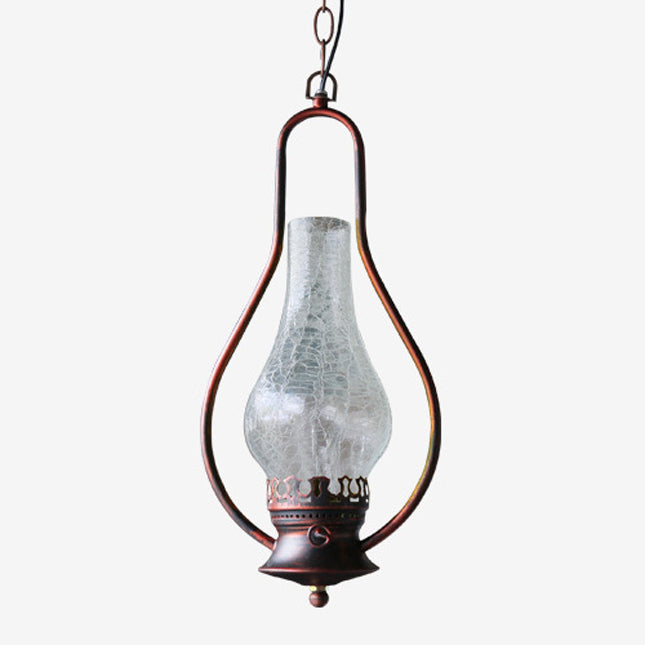 Lustre suspendu 1 lumière en fer avec verre en forme de goutte d&