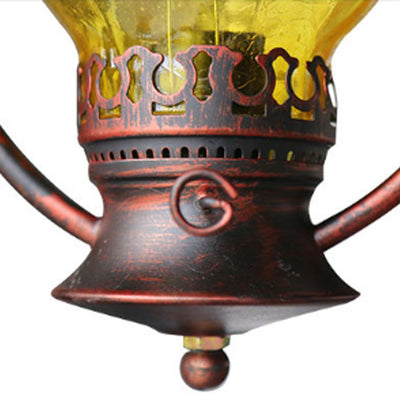 Traditional Chinese Gourd Water Drop Glass Iron 1-Light Pendant Light For Bedroom