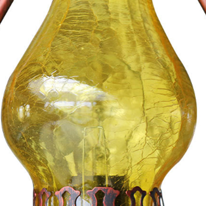 Traditional Chinese Gourd Water Drop Glass Iron 1-Light Pendant Light For Bedroom