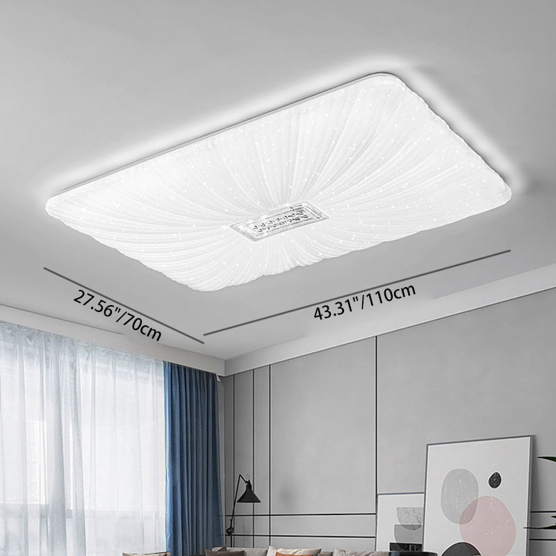 Modern Minimalist Rectangle Iron PVC LED Flush Mount Ceiling Light For Living Room