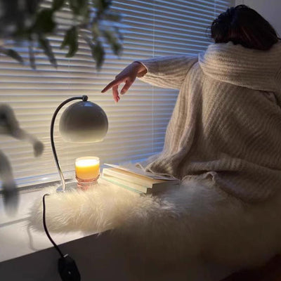 Contemporary Scandinavian Spherical Shape Iron Glass 1-Light Melting Wax Table Lamp For Bedroom
