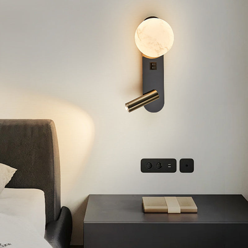 Modern Minimalist Round Aluminium Iron Jade Powder Acrylic 2-Light Wall Sconce Lamp For Bedroom