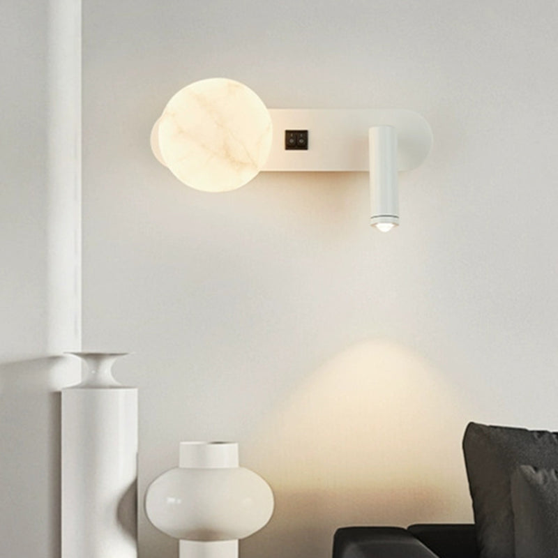 Modern Minimalist Round Aluminium Iron Jade Powder Acrylic 2-Light Wall Sconce Lamp For Bedroom