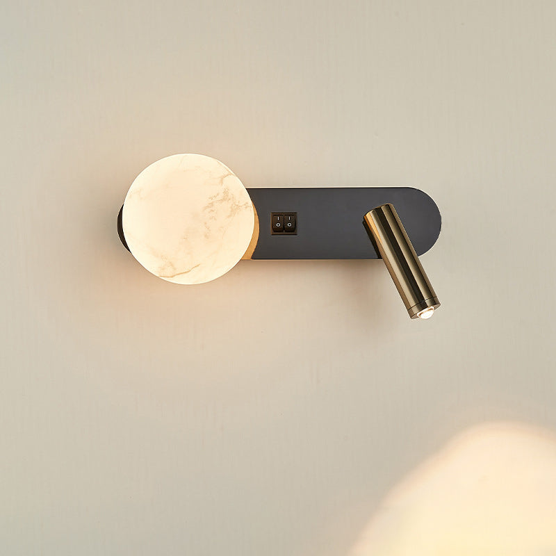 Modern Minimalist Round Aluminium Iron Jade Powder Acrylic 2-Light Wall Sconce Lamp For Bedroom