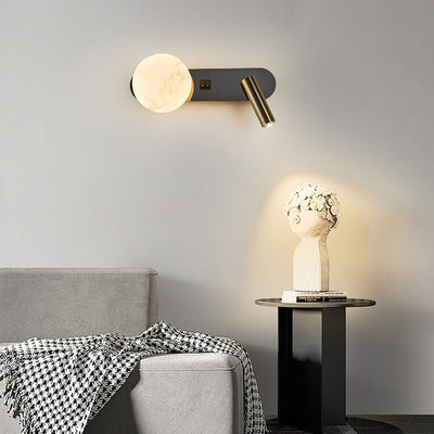 Modern Minimalist Round Aluminium Iron Jade Powder Acrylic 2-Light Wall Sconce Lamp For Bedroom