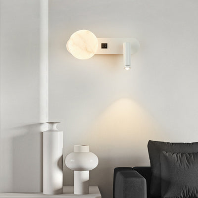 Modern Minimalist Round Aluminium Iron Jade Powder Acrylic 2-Light Wall Sconce Lamp For Bedroom