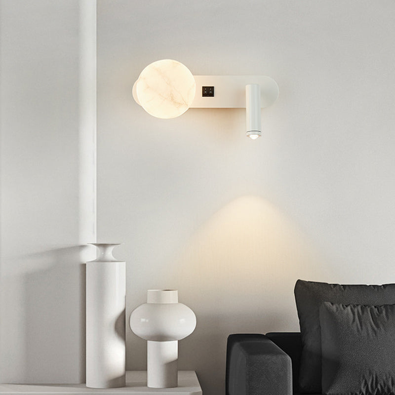 Modern Minimalist Round Aluminium Iron Jade Powder Acrylic 2-Light Wall Sconce Lamp For Bedroom