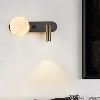 Modern Minimalist Round Aluminium Iron Jade Powder Acrylic 2-Light Wall Sconce Lamp For Bedroom