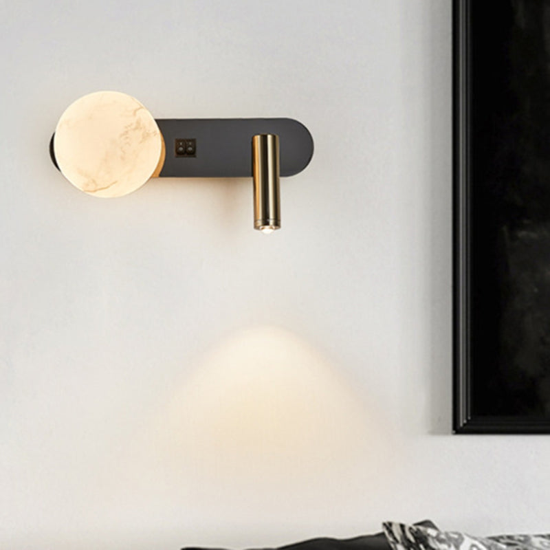 Modern Minimalist Round Aluminium Iron Jade Powder Acrylic 2-Light Wall Sconce Lamp For Bedroom