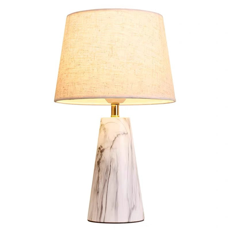 Contemporary Scandinavian Trapezoidal Base PVC Fabric Iron 1-Light Table Lamp For Bedroom