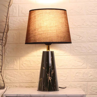 Contemporary Scandinavian Trapezoidal Base PVC Fabric Iron 1-Light Table Lamp For Bedroom