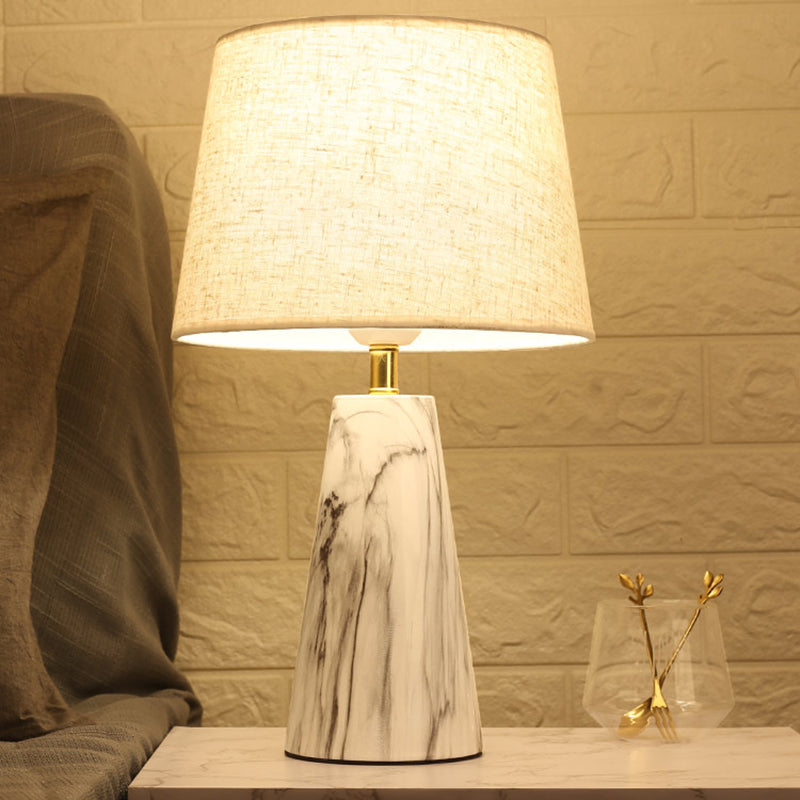 Contemporary Scandinavian Trapezoidal Base PVC Fabric Iron 1-Light Table Lamp For Bedroom