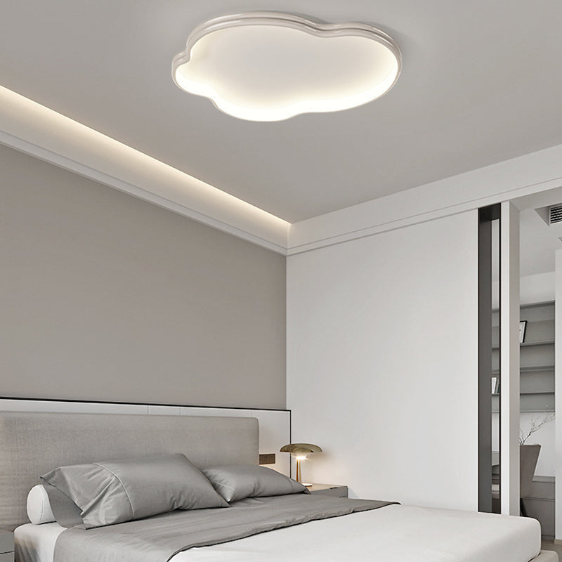 Modern Minimalist Cloud Shape Aluminium Iron Silicone Flush Mount Ceiling Light For Bedroom