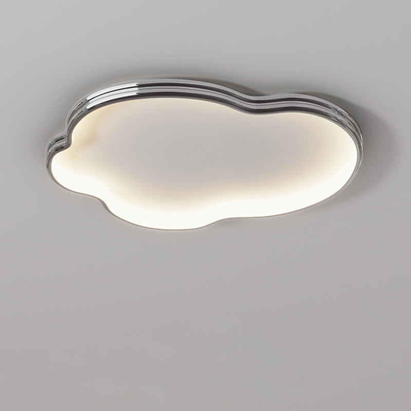 Modern Minimalist Cloud Shape Aluminium Iron Silicone Flush Mount Ceiling Light For Bedroom