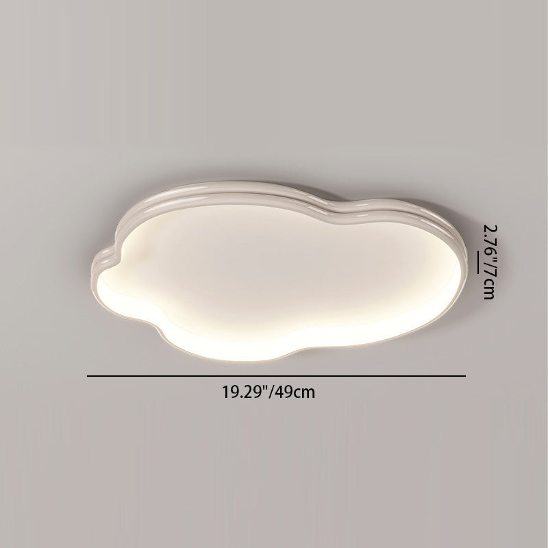 Modern Minimalist Cloud Shape Aluminium Iron Silicone Flush Mount Ceiling Light For Bedroom
