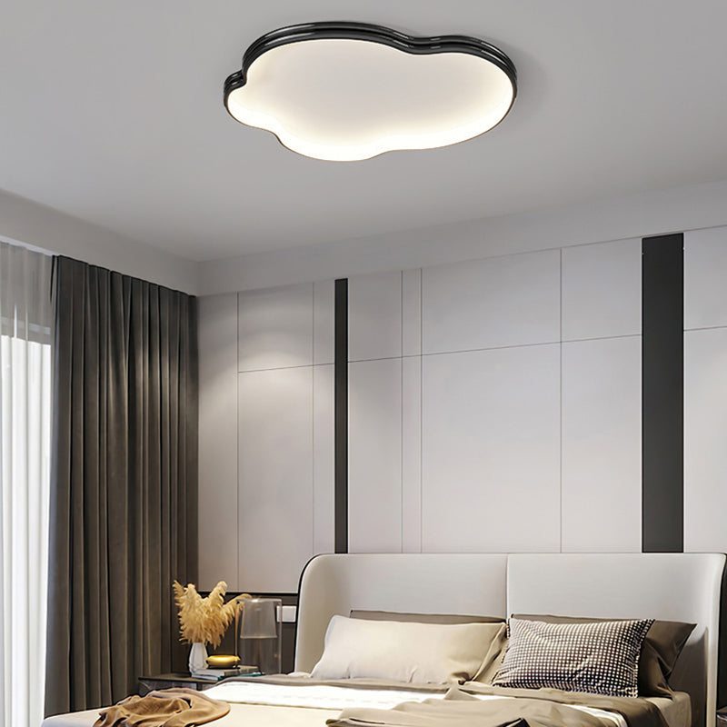 Modern Minimalist Cloud Shape Aluminium Iron Silicone Flush Mount Ceiling Light For Bedroom