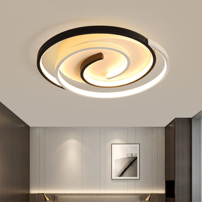 Modern Minimalist Spiral Shape Silicone Iron Aluminum LED Flush Mount Ceiling Light For Bedroom